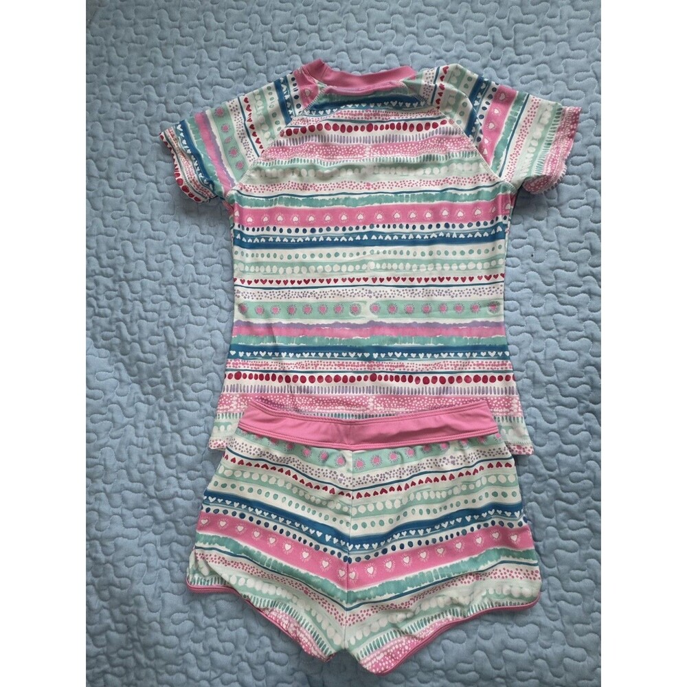 Eddie Bauer Girls Two Piece Rash Guard Swim Set Short Sleeve Top/Shorts 10/12